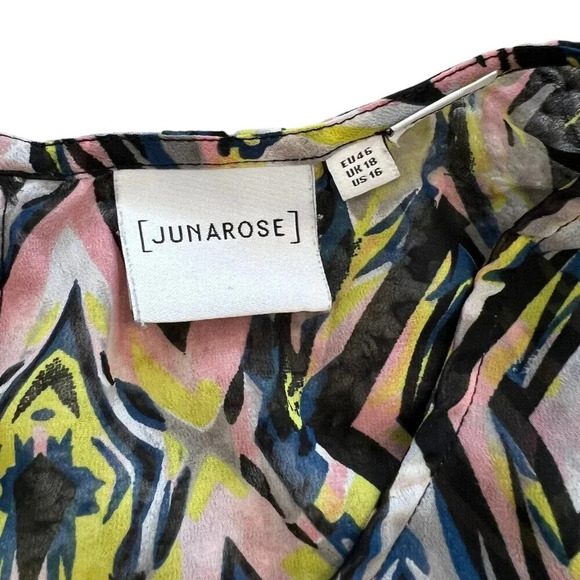 Junarose Abstract Sheer 3/4 Sleeve Tunic Blouse 16 - Picture 4 of 7